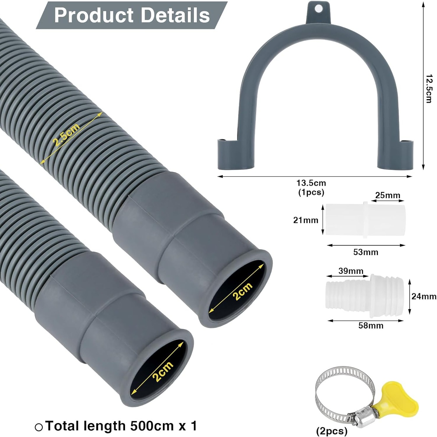 5m Drain Hose Extension Kit for Washing Machines and Dishwashers, detail view